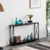 Industrial Black Wood Grain Console Table with Metal Frame – Narrow Sofa Table