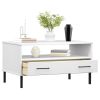 White Solid Pine Wood Coffee Table with Drawer – Rectangular Living Room Table