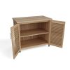 Amberly Teak Outdoor Storage Cabinet with Wheels and Soft-Close Doors