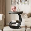 Round Coffee Table with Storage Rack – Side Table, Sofa Table, Tea Table