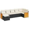 Garden Sofa Set Black PE rattan Large Adjustable Feet