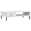 White Solid Pine Wood Coffee Table with Storage Drawer 39"