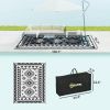 Reversible Outdoor Rug 8'x10' – Waterproof Black & White Rhombus, Portable with Carry Bag
