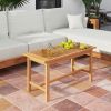 36" Patio Coffee Table Rectangular Teak Wood with Slatted Tabletop