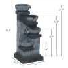 33.5" 4-Tier Outdoor Water Fountain with LED Lights and Pump – Resin Cascading Bowls
