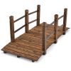 5-Foot Wooden Garden Bridge with Safety Rails – Sturdy Fir Wood Arch