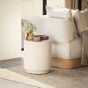 Lightweight Concrete Finish Round Accent Side Table – Light Yellow