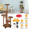 5 Tier Wooden Plant Stand with Wheels – Rolling Indoor Outdoor Plant Display Rack