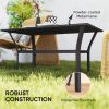 Outdoor Black Metal Coffee Table – Slatted Patio Table