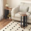 2-Tier C-Shaped Side Table with Wheels – Rustic Brown & Black