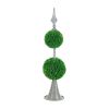 Artificial Two-Tiered Boxwood Sphere Topiary on Metal Spire – 26.5"