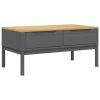 Grey Solid Pine Wood Coffee Table, 39 x 21.9 x 17.7 in, Rustic Modern Design