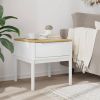 White Lamp Table – Solid Pine Wood Square Side Table with Storage Drawer