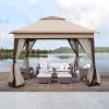Outdoor 11x11 Ft Pop-Up Gazebo Canopy with Removable Mesh Netting, 2-Tier Soft Top Event Tent for Patio & Backyard
