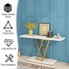 Industrial Console Table, 42" Narrow Entryway Sofa Table with Gold Metal & Faux Marble