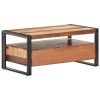 Industrial Coffee Table Solid Acacia Wood & Black Steel with Drawers