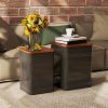 Ottoman Storage Set of 2, Industrial Nesting Stools with Removable Lid, Black
