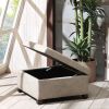 Madison Park Aspen Soft Close Storage Ottoman, Sand Fabric, Button-Tufted