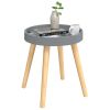 Grey Round Side Table – Engineered Wood with Solid Pine Legs