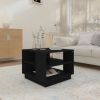 Coffee Table Black – Small Square Engineered Wood Table