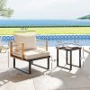 Patio Furniture Set, 2 Chairs and Square Table with Cushions