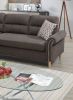 Tan Reversible Sectional Sofa with Chaise and Pillows – Nailhead Trim