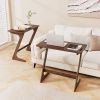Bamboo Z-Shaped Sofa Side Table with Space-Saving Design