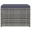 Garden Footstool Grey – Outdoor Poly Rattan Patio Ottoman with Cushion
