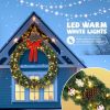 60in PVC Christmas Garland with 220 LED Lights & 600 Branches, Green Bow Decoration