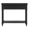 Traditional Black Console Table with Drawers & Shelf – Solid Pine Wood
