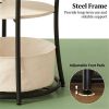 Round Side Table with Charging Station – 3-Tier Sofa Table with Storage