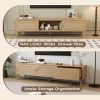 Boho TV Stand for TVs up to 80" with Rattan Style Doors and Storage