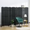 8-Panel Folding Room Divider Screen 5.6 Ft Tall – Black Privacy Partition