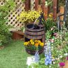 2-Tier Wooden Water Pump Fountain with Flower Box Base – Durable Garden Decor