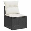 Garden Sofa Set Black PE rattan Large Adjustable Feet
