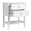 Wood Nightstand Side Table with 2 Drawers and Shelf