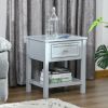 Gray End Table with Drawer and Bottom Shelf – Compact Sofa Side Table