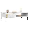 White Solid Pine Wood Coffee Table with Storage Drawer 39"