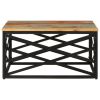 Multicolor Reclaimed Wood Coffee Table – Rustic Industrial Square Table