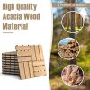 10-Piece Acacia Wood Interlocking Deck Tiles, 12 x 12 Inch Outdoor Patio Flooring