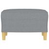 Light Gray Fabric Footstool – Upholstered Polyester Footrest with Wooden Legs