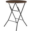 31" Round High-Top Folding Table – Walnut Finish