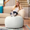 Jaxx Ellis Large Shearling Faux Lamb Plush Pouf Ottoman – Cloud