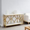 Console Table, Long Sofa Table, Foyer Table with Open Storage Rack & Geometric Design