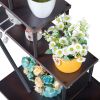 Artisasset 2-Piece 5-Layer Semicircle Iron & Wood Plant Stand – Garden, Balcony & Patio Flower Pot Display
