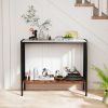 36-Inch Industrial Console Table with Sintered Stone Top and 2-Tier Shelf