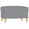 Light Gray Fabric Footstool – Upholstered Polyester Footrest with Wooden Legs