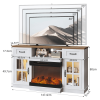 58 Inch Black Gold Oak Fireplace TV Stand with 25" Electric Insert