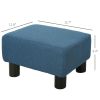 Blue Linen Ottoman Foot Rest Small Stool for Living Room and Bedroom