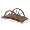 Outsunny 3.3ft Wooden Garden Bridge Arc Footbridge with Half-Wheel Railings, Solid Fir Wood